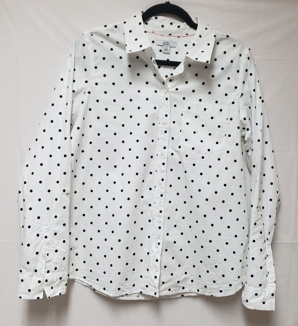 Women’s Croft & Barrow Polka Dot Roll-Up Sleeve Button-Down Shirt M NWOT
